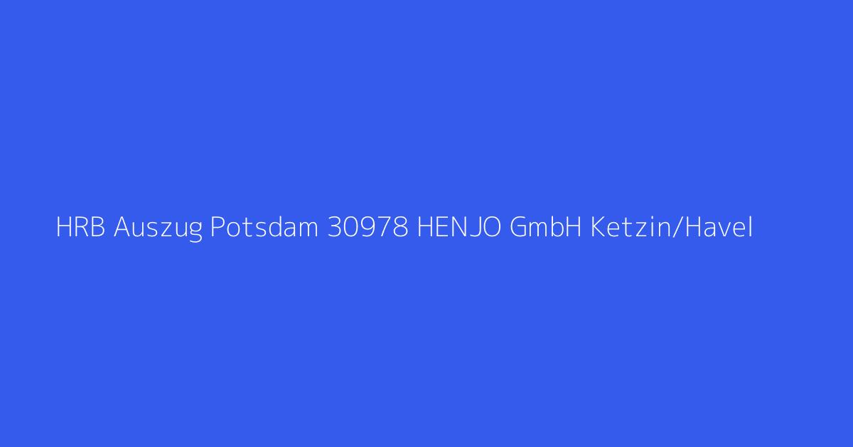 HRB Auszug Potsdam 30978 HENJO GmbH Ketzin/Havel